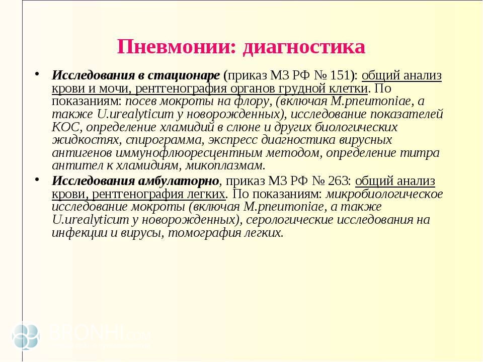 План обследования при пневмонии